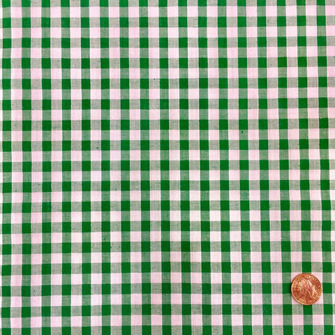Green Gingham POLYCOTTON Fabric - Per Metre/ Half Metre - RD58