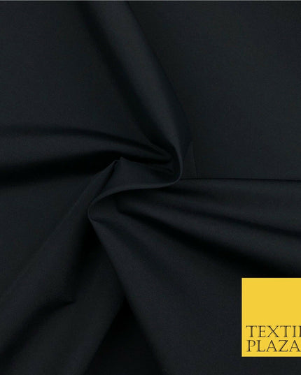 Luxury BLACK Plain FINE Poly Cotton Fabric Material Dress Craft 45"