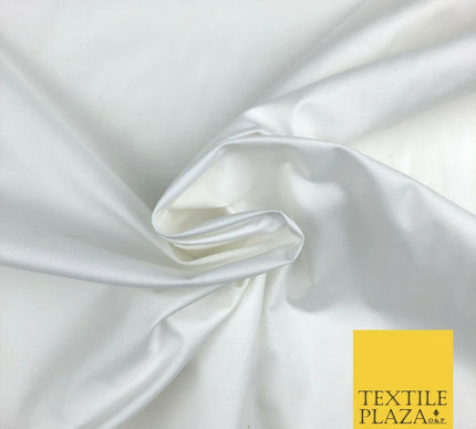 Luxury Soft Ultra High Quality WHITE Plain Poly Cotton Fabric Dress Craft - 1449