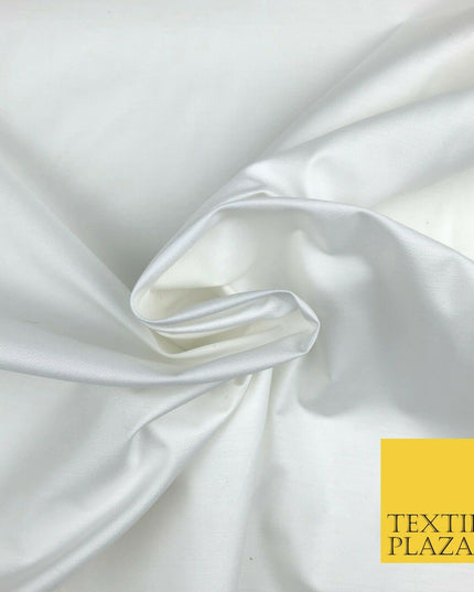 Luxury Soft Ultra High Quality WHITE Plain Poly Cotton Fabric Dress Craft - 1449