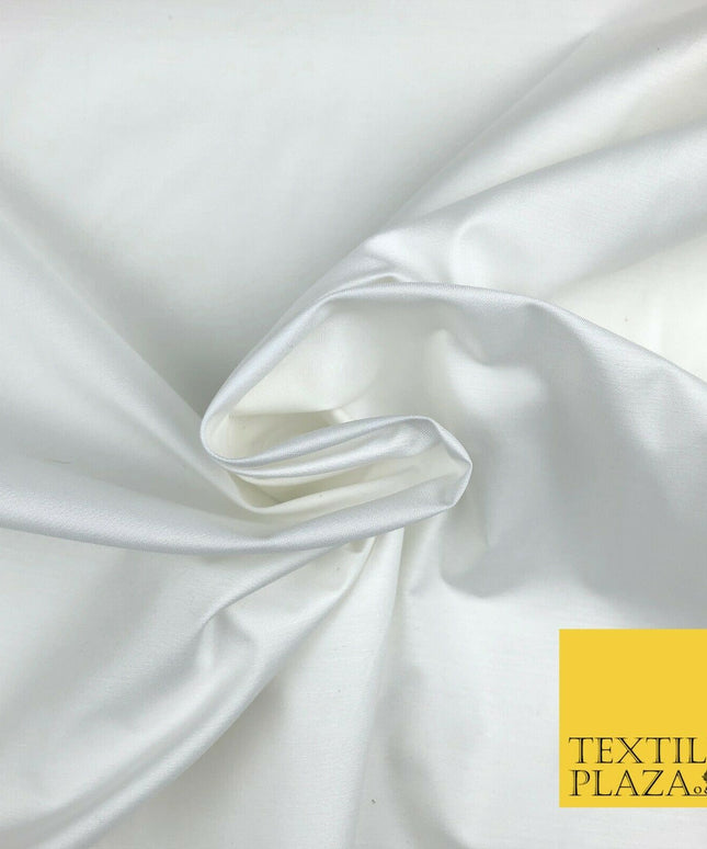 Luxury Soft Ultra High Quality WHITE Plain Poly Cotton Fabric Dress Craft - 1449