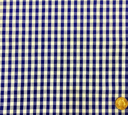 Royal Blue Gingham POLYCOTTON Fabric - Per Metre/ Half Metre - RD65