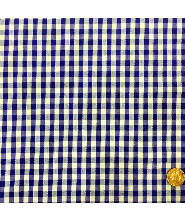 Royal Blue Gingham POLYCOTTON Fabric - Per Metre/ Half Metre - RD65