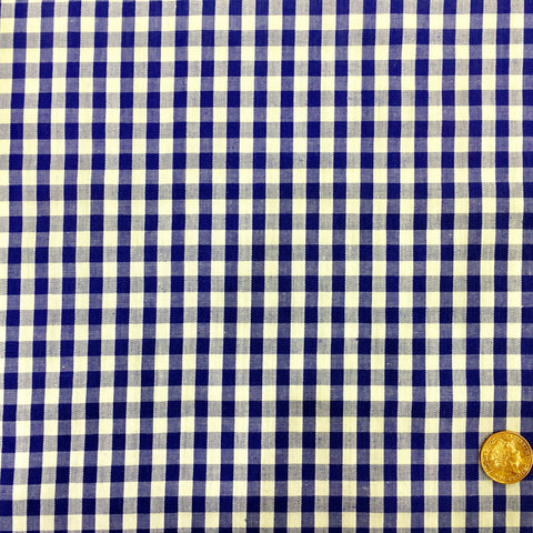 Royal Blue Gingham POLYCOTTON Fabric - Per Metre/ Half Metre - RD65