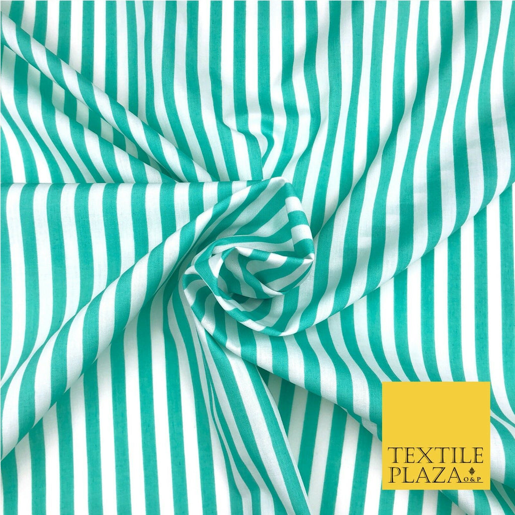 7mm Mint Green & White Stripe Poly Cotton Fabric Lines Dress Craft - R –  Textile Plaza