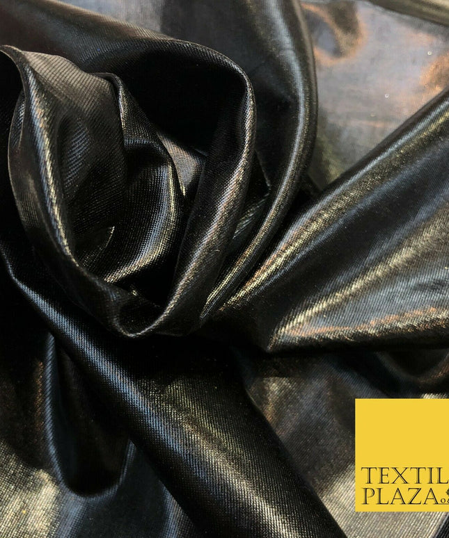 BLACK Distressed Thin Metallic Matte Fabric Wax Effect Stretch Dancewear 1242
