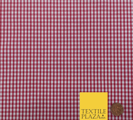 Red Small Gingham POLYCOTTON Fabric - Tablecloth Picnic Jar - RD152