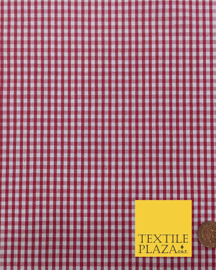 Red Small Gingham POLYCOTTON Fabric - Tablecloth Picnic Jar - RD152