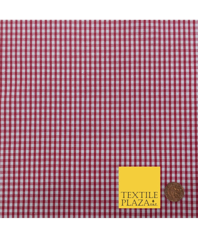 Red Small Gingham POLYCOTTON Fabric - Tablecloth Picnic Jar - RD152