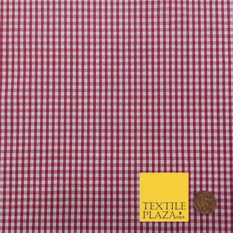 Red Small Gingham POLYCOTTON Fabric - Tablecloth Picnic Jar - RD152