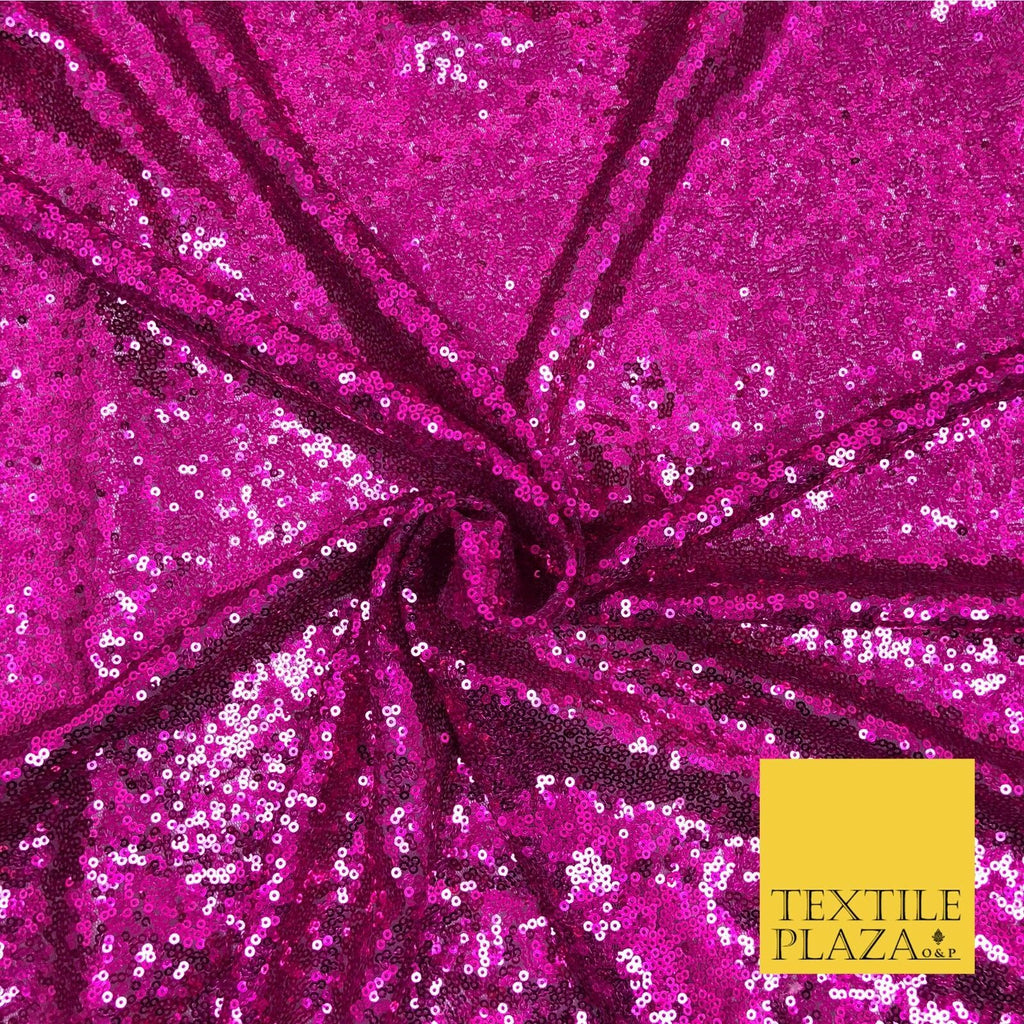 BRIGHT PINK All Over Heavy Sewn Sequins on Net Fabric - Sparkle Bridal 48" AB221