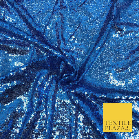 BLUE All Over Heavy Sewn Sequins on Net Fabric - Sparkle Bridal 48" AB222