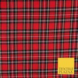 Royal Stewart RED TARTAN Polyester Viscose Fabric Material 58" Craft Dress Q962