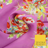 John Kaldor Pink Large Flower Bunch Fine Georgette Polyester Dress Fabric 2636