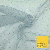 Silver Grey Reversible Metallic Glitter Dotted Net Fabric Dress Sparkle 1933