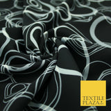 John Kaldor Abstract Retro Black Grey Oval Ring Polyester Dress Fabric 60" 2633