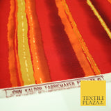 John Kaldor Red Mustard Orange Striped Lines Vintage Georgette Dress Fabric 2631