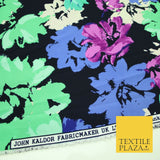 John Kaldor Black Abstract Floral Paint Effect Polyester Dress Fabric 60" 2634