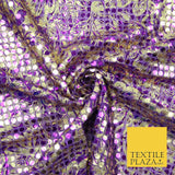 Purple Floral Print 5mm Sequin Hologram Stretch Fabric Shiny Dress Dance 2268