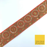 Orange Ornate Fancy Flower Zari Sequin Trimming Border Indian Ethnic (X62)