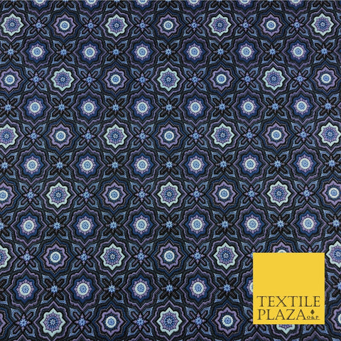 Dark Purple Kaleidoscope Geometric Cotton Print Fabric Dress Craft FD782