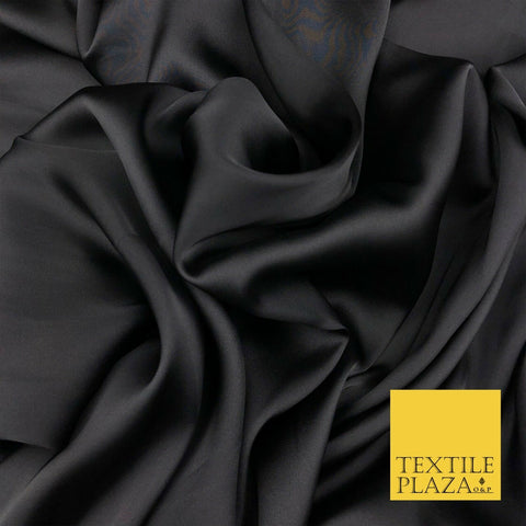 BLACK Fine Silky Sateen Georgette Dress Fabric Draping Lining 55" O1159