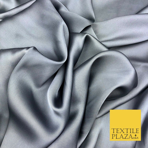 STEEL GREY Fine Silky Sateen Georgette Dress Fabric Draping Lining 55" O1160