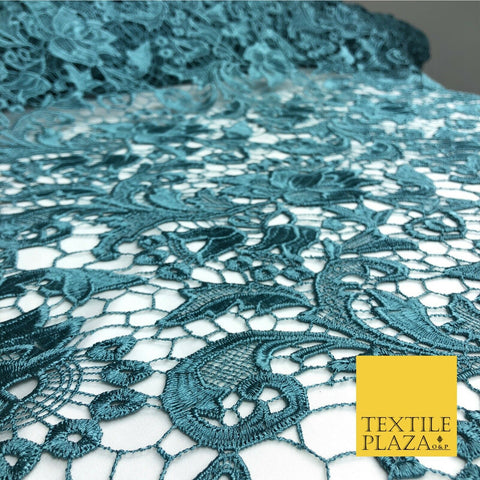 TEAL Luxury Guipure Lace Dress Fabric - Wedding Bridal Floral 5 Colours HE767