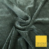 Premium Soft Grey Ribbed Striped Raised Velvet Velour Dress Fabric 1851