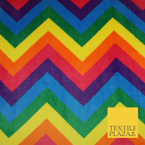 Colourful Rainbow Large Zig Zag SUPER SOFT Printed Cuddle Fleece Blankets 1774