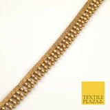 Antique Gold Double Pearl Trimming Border Ribbon Indian Ethnic Trim Edging X293