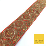 Orange Ornate Fancy Flower Zari Sequin Trimming Border Indian Ethnic (X62)