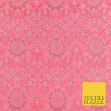 Pink Luxury Flowers PURE Benarsi Brocade Woven Dress Fabric Fancy 1745