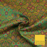 Green Luxury Intricate Floral PURE Benarsi Brocade Woven Dress Fabric Fancy 1750