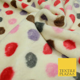 Super Soft Cream Red Multi Spotted Cuddle Fleece Double Sided Fabric 58" 1841