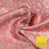 Dusty Pink Luxury Flowers PURE Benarsi Brocade Woven Dress Fabric Fancy 1748