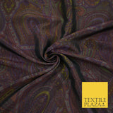 Vintage Purple Intricate Paisley Italian Printed Silky Fine Taffeta Fabric 2616