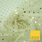 Cream Gold 4mm Sequin Hologram Stretch Fabric Sparkly Dress Dance Fancy 2253