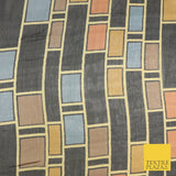 Check Rectangle Brick Tile Abstract Printed Sheen Soft Georgette Dress Fabric