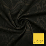 Black / Brown Ornamental Leafy Paisley Textured Jacquard Dress Upholstery Fabric