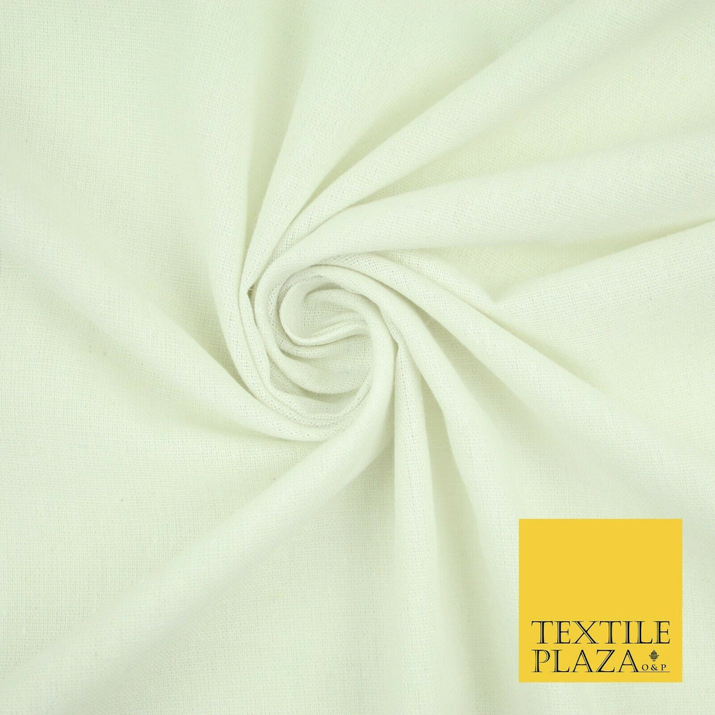 Ivory Premium Plain Cotton Linen Fabric Material Fashion Craft Curtain 2212