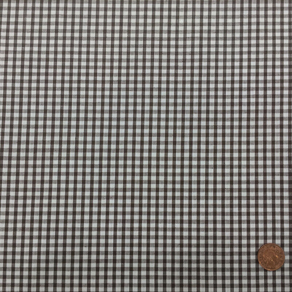 BROWN Small Gingham POLYCOTTON Fabric - Per Metre/ Half Metre/Fat Quarter - RD54