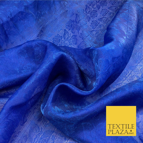 Premium Royal Blue Fancy Floral Shimmer Jacquard Fabric Dress Material 45" NC655