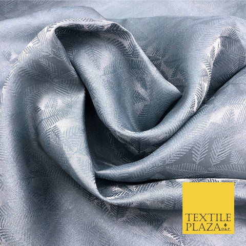 Premium Grey Fancy Palm Leaves Shimmer Jacquard Fabric Dress Material 45" NC663