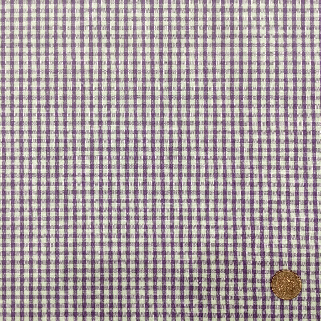 PURPLE Small Gingham POLYCOTTON Fabric - Per Metre - RD62