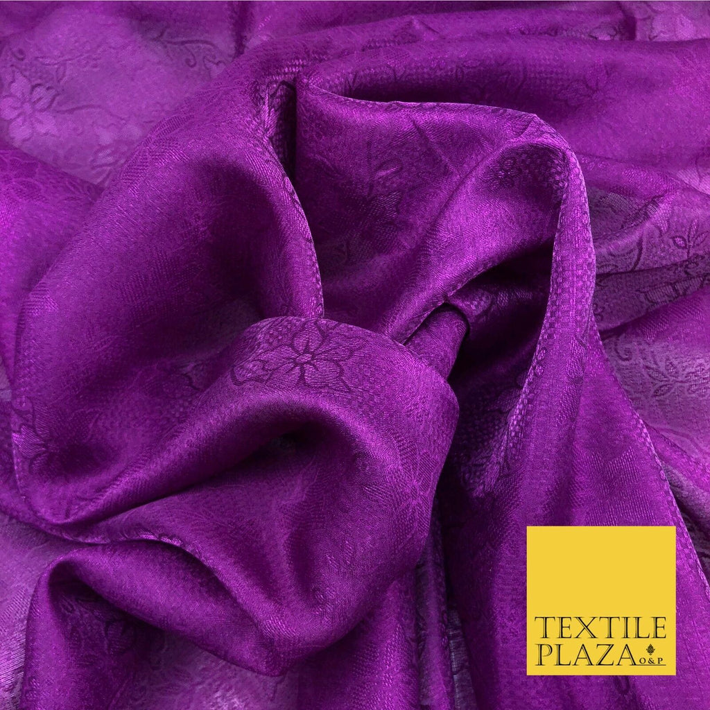 Premium Purple Fancy Floral Shimmer Jacquard Fabric Dress Material 45" NC661