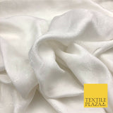 Premium White Fancy Leaves Shimmer Jacquard Fabric Dress Material 45" NC660