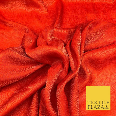 Premium Rust Orange Fancy Waves Shimmer Jacquard Fabric Dress Material 45" NC659