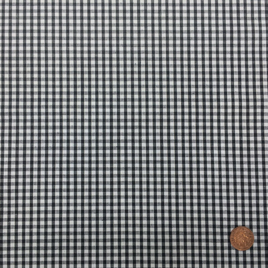 BLACK Small Gingham POLYCOTTON Fabric - Per Metre - 42" - RD52