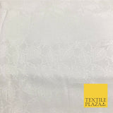 Premium White Fancy Leaves Shimmer Jacquard Fabric Dress Material 45" NC660